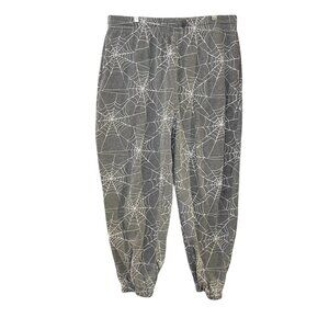 Womens M Gray Spider Web Halloween Joggers Sweat Pants Sweats Costume